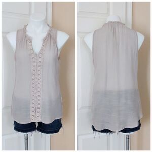 Spense crochet inset high low sleeveless top